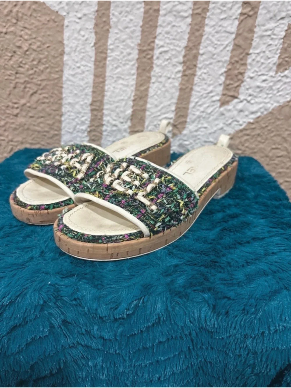 Chanel Tweed Slide Sandals